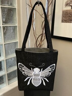 BEE Embroidery Tote Bag, Custom Made. Exquisite Design